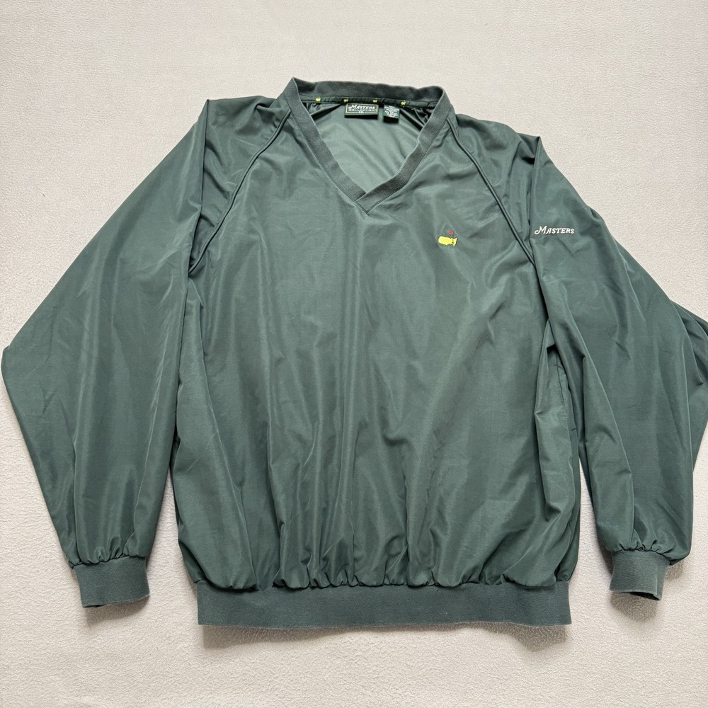 Masters Windshirt Mens XXL Green V Neck Golf Pullover Country Club Masters
